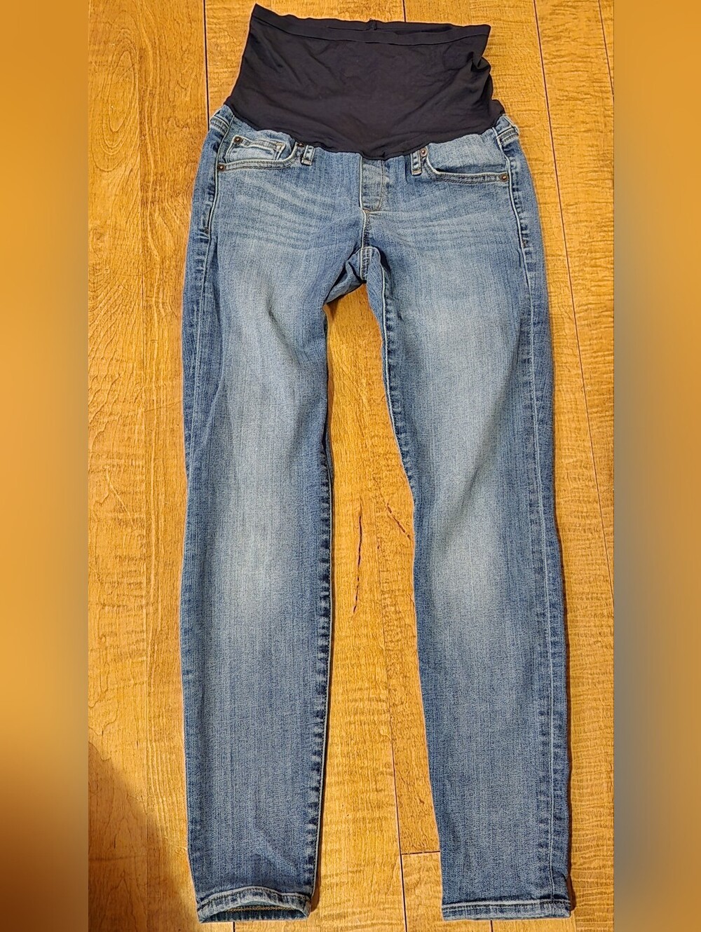 Stretch Maternity Skinny Jeans with Navy Waist Panel - Women